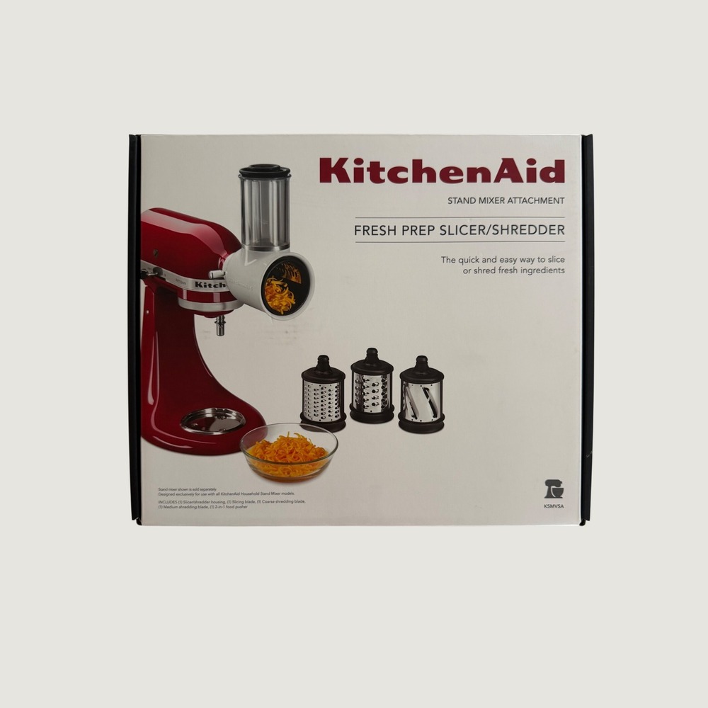 KitchenAid Fresh Prep Slicer Shredder Mixer Attachment White 3 Blades - Open Box